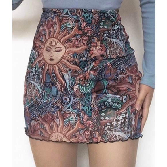Women's Stretchy Elastic Waist Print Boho Mini Skirt Summer abstract print - Picture 10 of 11